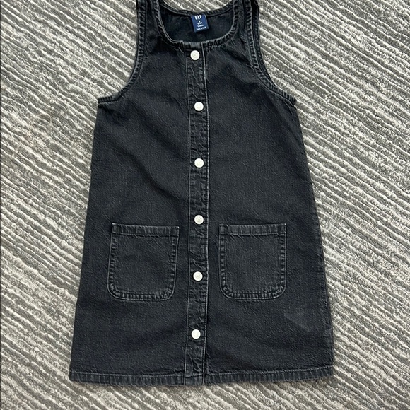 Girls Gap Black Denim Button-Down Dress size 5 - Picture 1 of 3